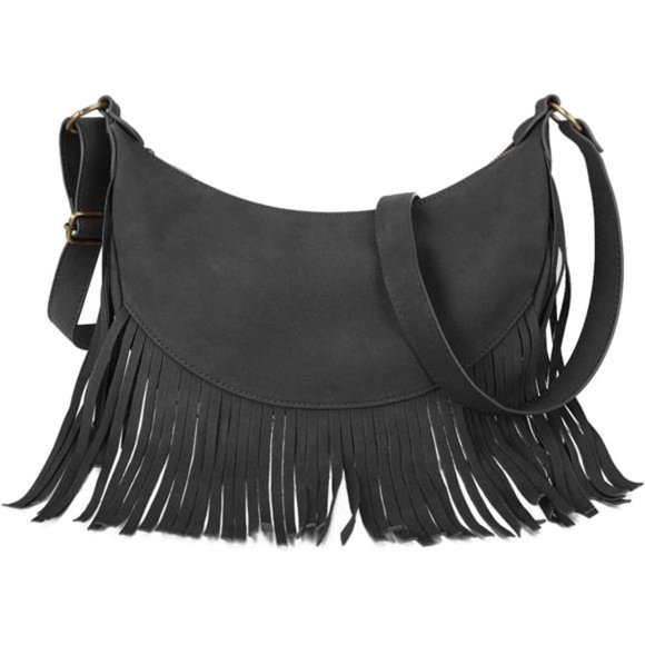 Handbags - Boho Fringe Purse Small Crossbody Hobo Bags for Women Vegan Suede Western